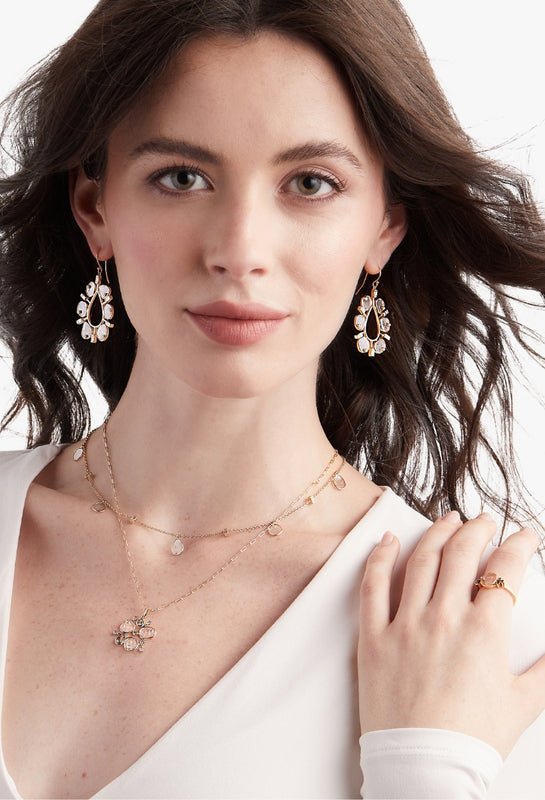 Diamond slice reflections collection by LORIANN jewelry worn by model