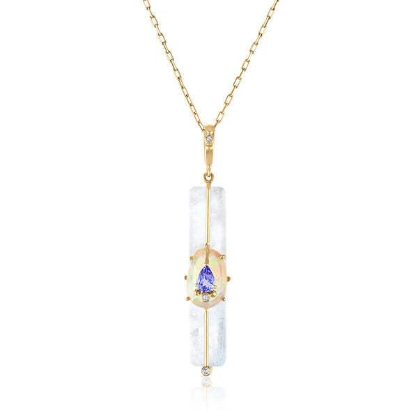 Moonstone and Opal  Stick Pendant