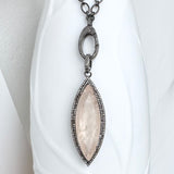 PEACH AQUA PENDANT WITH DIAMONDS AND  RHODIUM SILVER