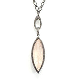 PEACH AQUA PENDANT WITH DIAMONDS AND  RHODIUM SILVER