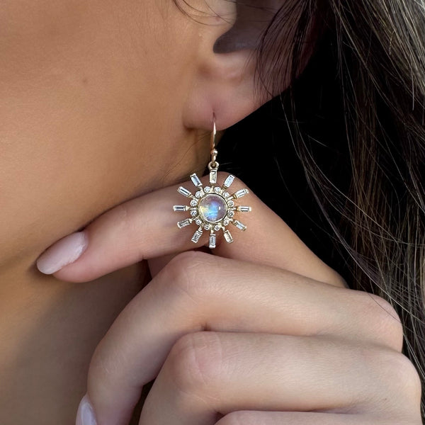 AURA MOONSTONE AND DIAMOND EARRINGS