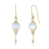 LINEAR EARRINGS WITH MOONSTONE AND DIAMONDS IN 14K GOLD