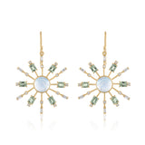 Statement earrings with green sapphires moonstone and diamonds