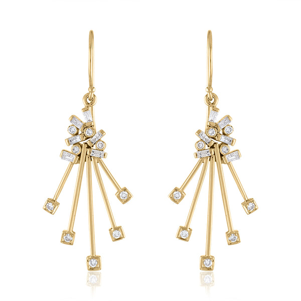 Diamond Sparkler Earrings with baguette and round diamonds