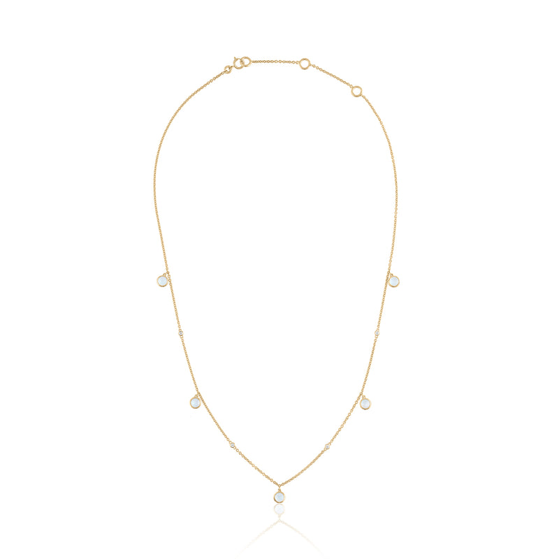 MOONSTONE AND DIAMOND LAYERING DANGLE NECKLACE IN 14K GOLD
