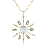 MOONSTONE NECKLACE WITH SAPPHIRES AND DIAMONDS