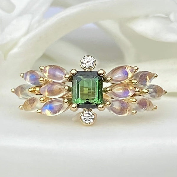 FREEDOM MOONSTONE AND SAPPHIRE RING