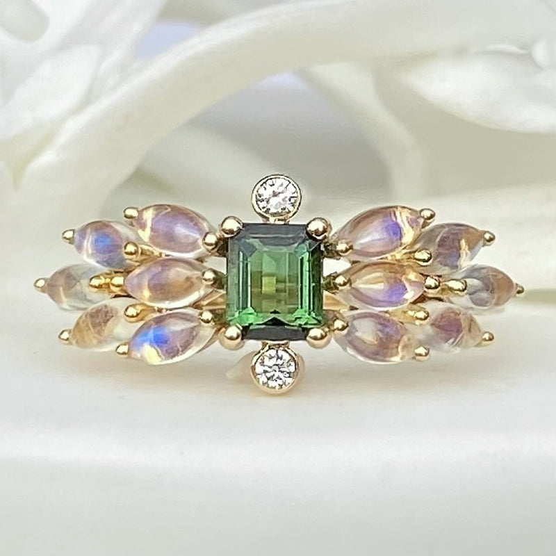 FREEDOM MOONSTONE AND SAPPHIRE RING
