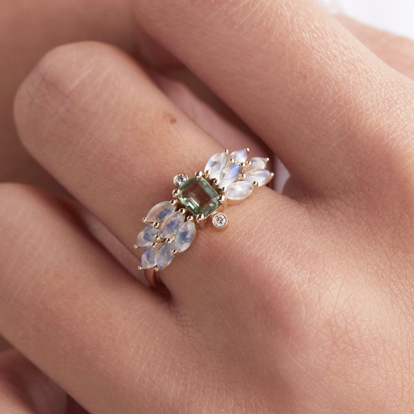 FREEDOM MOONSTONE AND SAPPHIRE RING