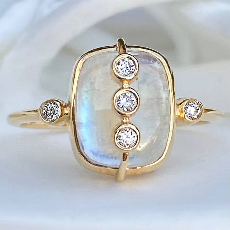 Moonstone Ring with Diamonds