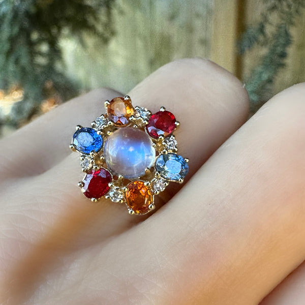 Multi Sapphire Floral Ring