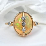 ETHIOPIAN OPAL AND DIAMOND RING