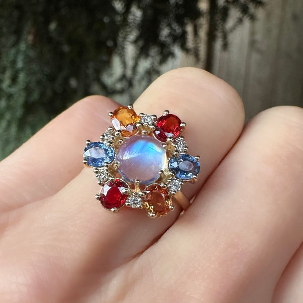 Multi Sapphire Floral Ring