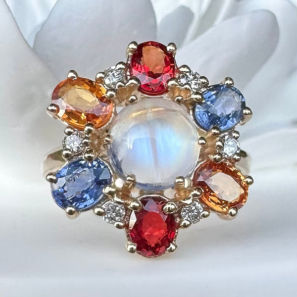 Multi Sapphire Floral Ring