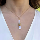 MOONSTONE STICK PENDANT WITH OPAL AND TANZANITE