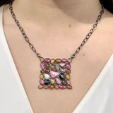 MOSAIC NECKLACE WITH TOURMALINES RHODIUM SILVER