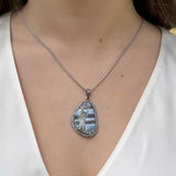 AFRICAN OPAL WITH DIAMONDS AND SILVER
