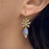 MOONSTONE DANGLE EARRINGS WITH SAPPHIRES  AND DIAMONDS