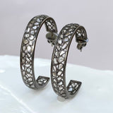 LARGE DIAMOND SLICE HOOP EARRINGS