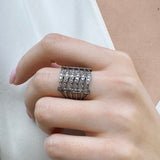 PAVÉ DIAMOND RING WITH RHODIUM SILVER