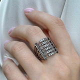 PAVÉ DIAMOND RING WITH RHODIUM SILVER