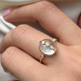 MOONSTONE RING WITH DIAMONDS