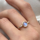 Moonlight Moonstone and Diamond Ring