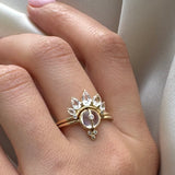 MOONSTONE AND WHITE TOPAZ STACKING RING SET