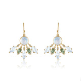Moonstone and sapphire earrings set in 14K golf