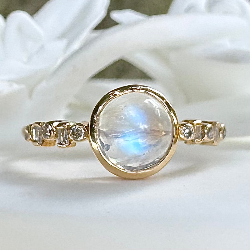 Moonlight Moonstone and Diamond Ring