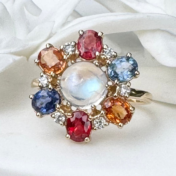 Multi Sapphire Floral Ring