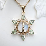 Jasmine Moonstone Pendant with Green Sapphires