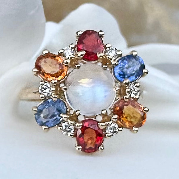 Multi Sapphire Floral Ring