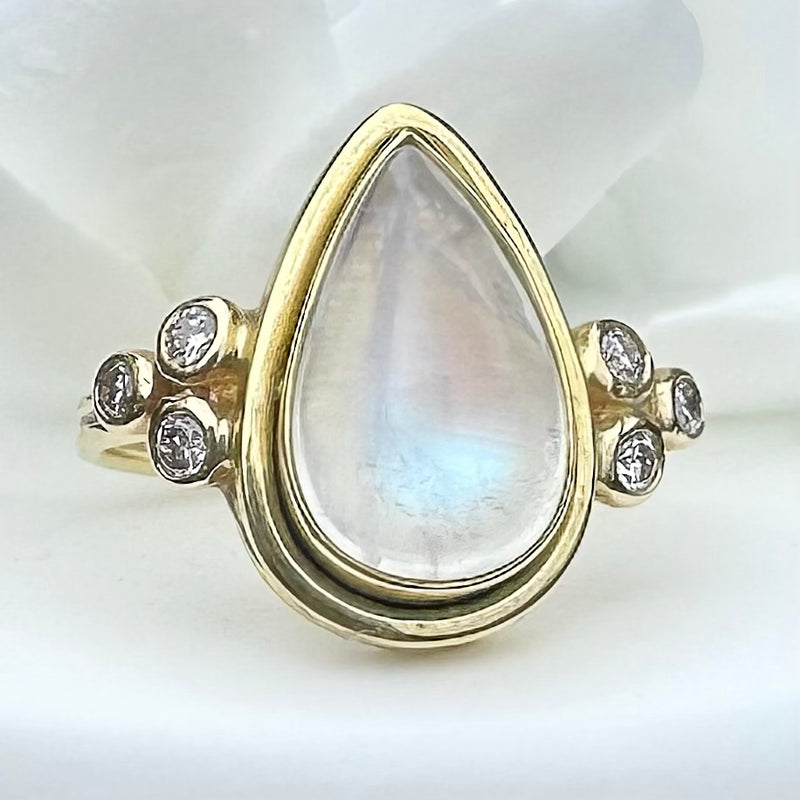 Pear Moonstone Bezel Ring