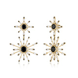 STATEMENT EARRINGS IN BLACK SPINEL AND CHAMPAGNE AND BLACK DIAMONDS SET IN 18K GOLD