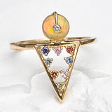 Moderne Ring with Multi Sapphires, Opals, Diamonds