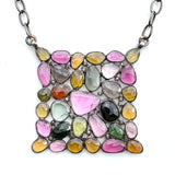 MOSAIC NECKLACE WITH TOURMALINES RHODIUM SILVER