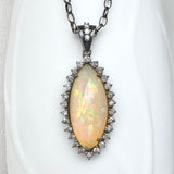 ETHIOPIAN OPAL WITH DIAMONDS AND  RHODIUM SILVER