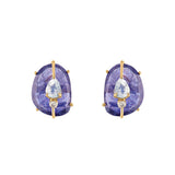 TANZANITE STUD EARRINGS WITH MOONSTONE  AND DIAMONDS