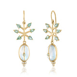 MOONSTONE DANGLE EARRINGS WITH SAPPHIRES  AND DIAMONDS