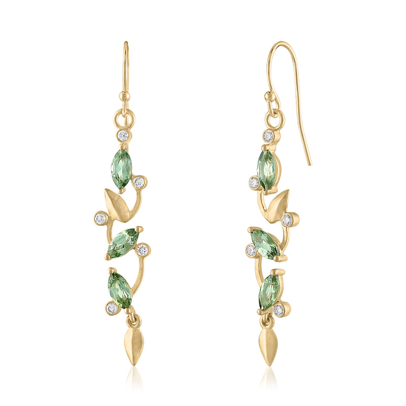 CASCADE ORGANIC TOURMALINE AND DIAMOND EARRINGS