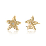 STAR FLOWER GOLD EARRINGS WITH DIAMONDS