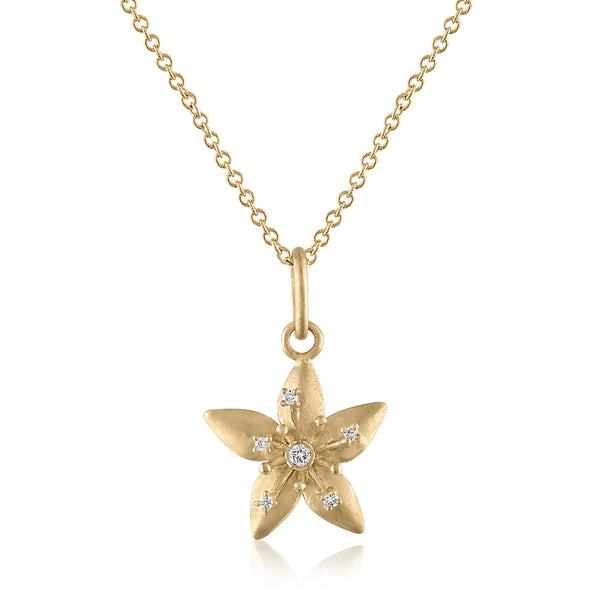 STAR FLOWER NECKLACE IN 14K GOLD WITH DIAMONDS