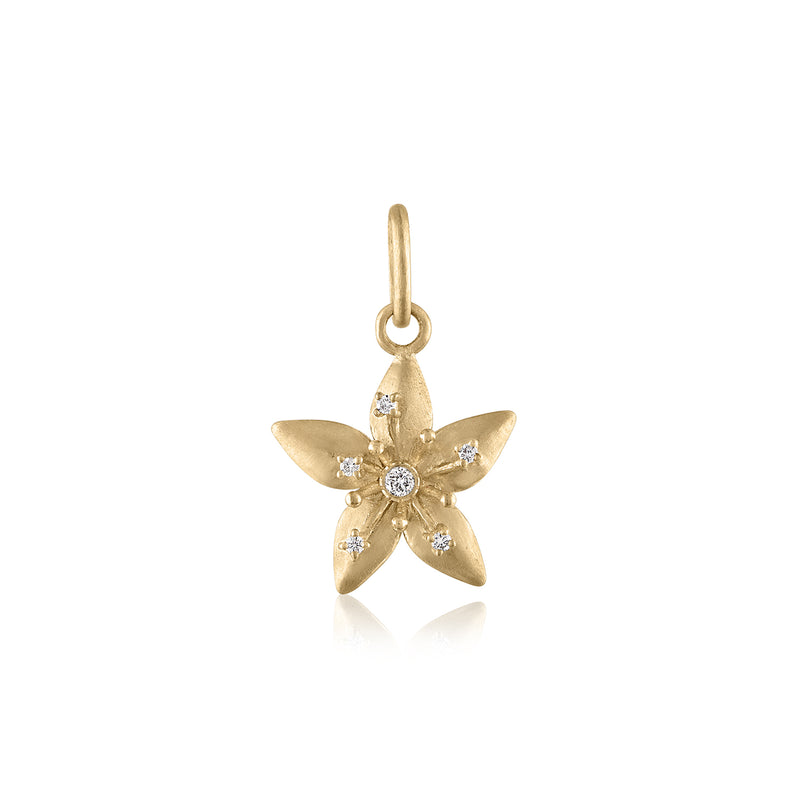 STAR FLOWER PENDANT IN 14K GOLD WITH DIAMONDS