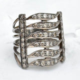 PAVÉ DIAMOND RING WITH RHODIUM SILVER