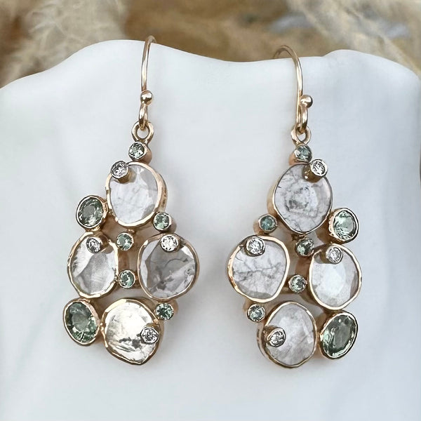 SITARA CLUSTER EARRINGS WITH DIAMOND SLICES AND SAPPHIRES
