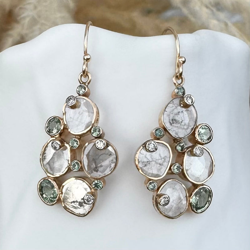 SITARA CLUSTER EARRINGS WITH DIAMOND SLICES AND SAPPHIRES