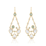 Diamond slice earrings with green sapphires and diamonds