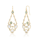 DIAMOND SLICE EARRINGS WITH GREEN SAPPHIRES SET I 14K GOLD