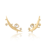 MOON CLIMBER EARRINGS IN 14K GOLD WITH DIAMOND SLICES